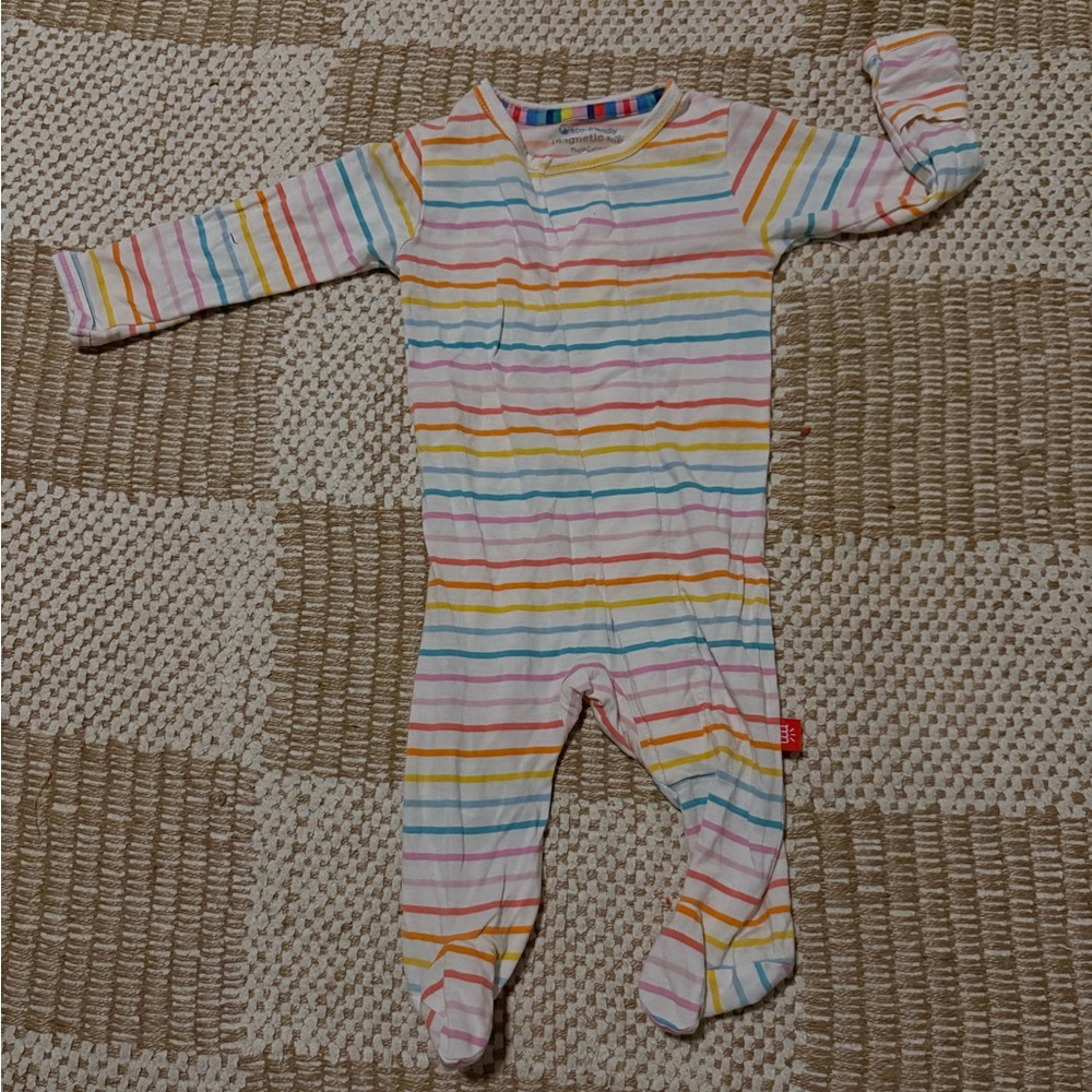 Magnetic Me Newborn Rainbow Striped Footie